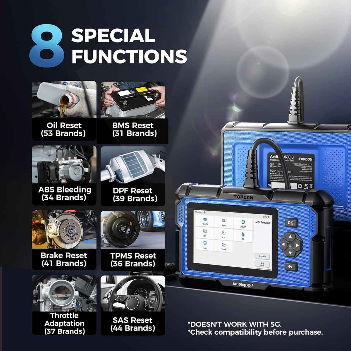 OBD2 Scanner Code Reader with 8 Reset Service B863835