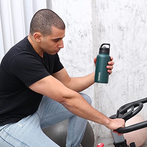 Half Gallon Insulated Stainless Steel Water Bottle with Straw Lid, Black I34721