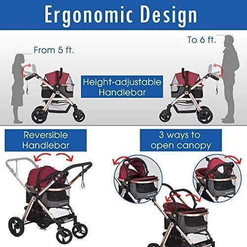 Pet Stroller with Detachable Carrier Z258352