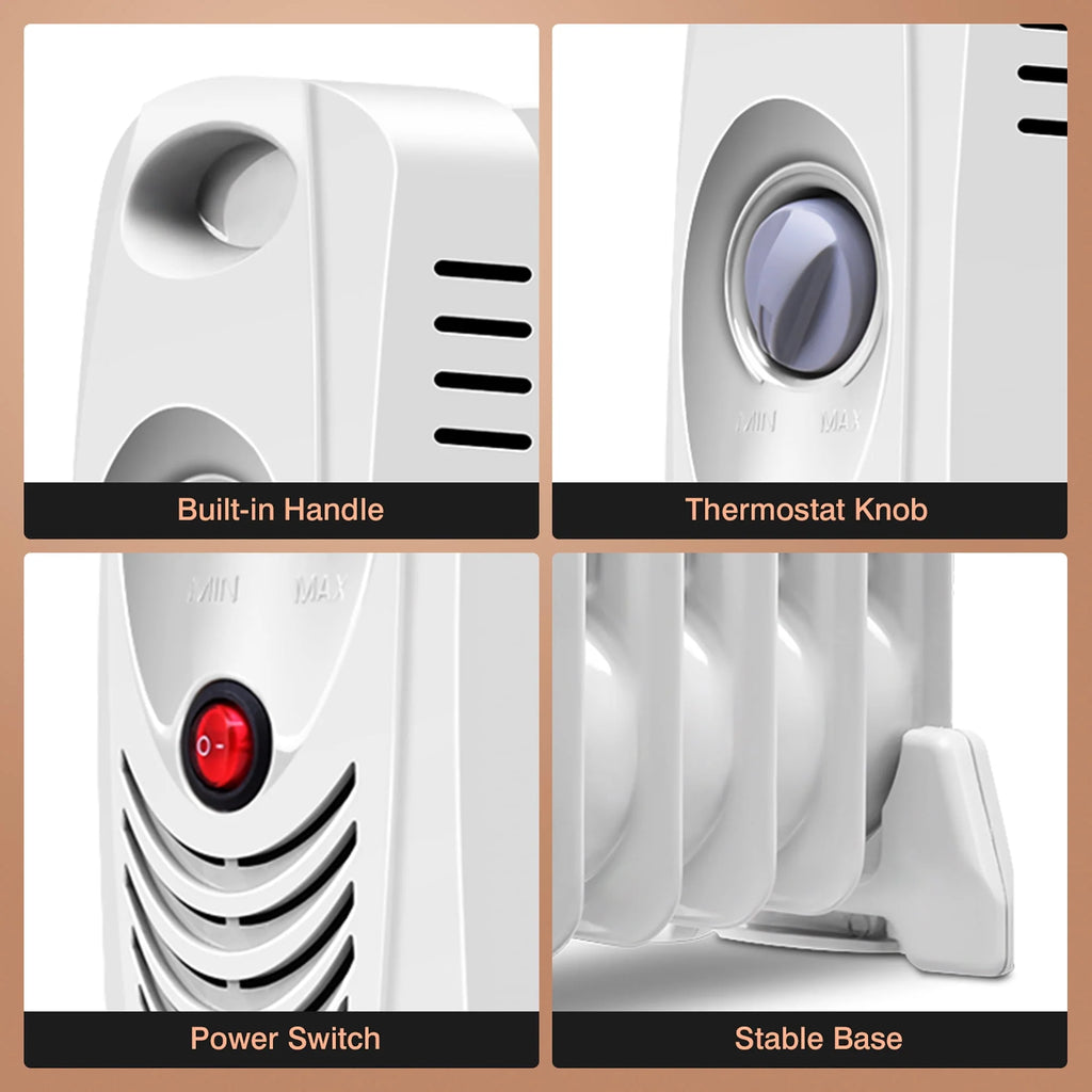 Portable Mini Electric Oil Filled Radiator Heater 7-Fin A2440