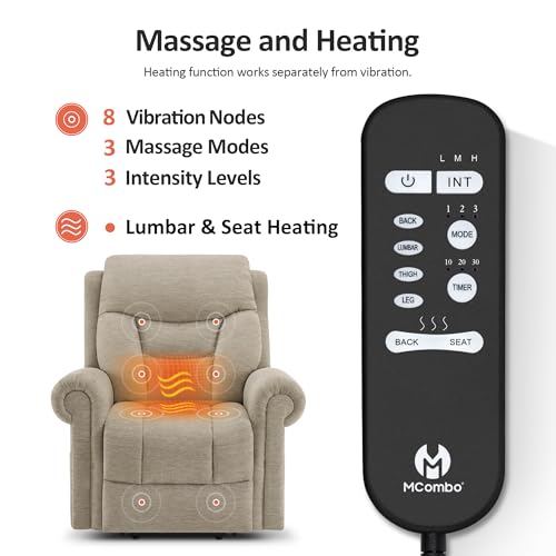 Triple Motor Power Lift Recliner Chair with Massage and Heating, Fabric C6385