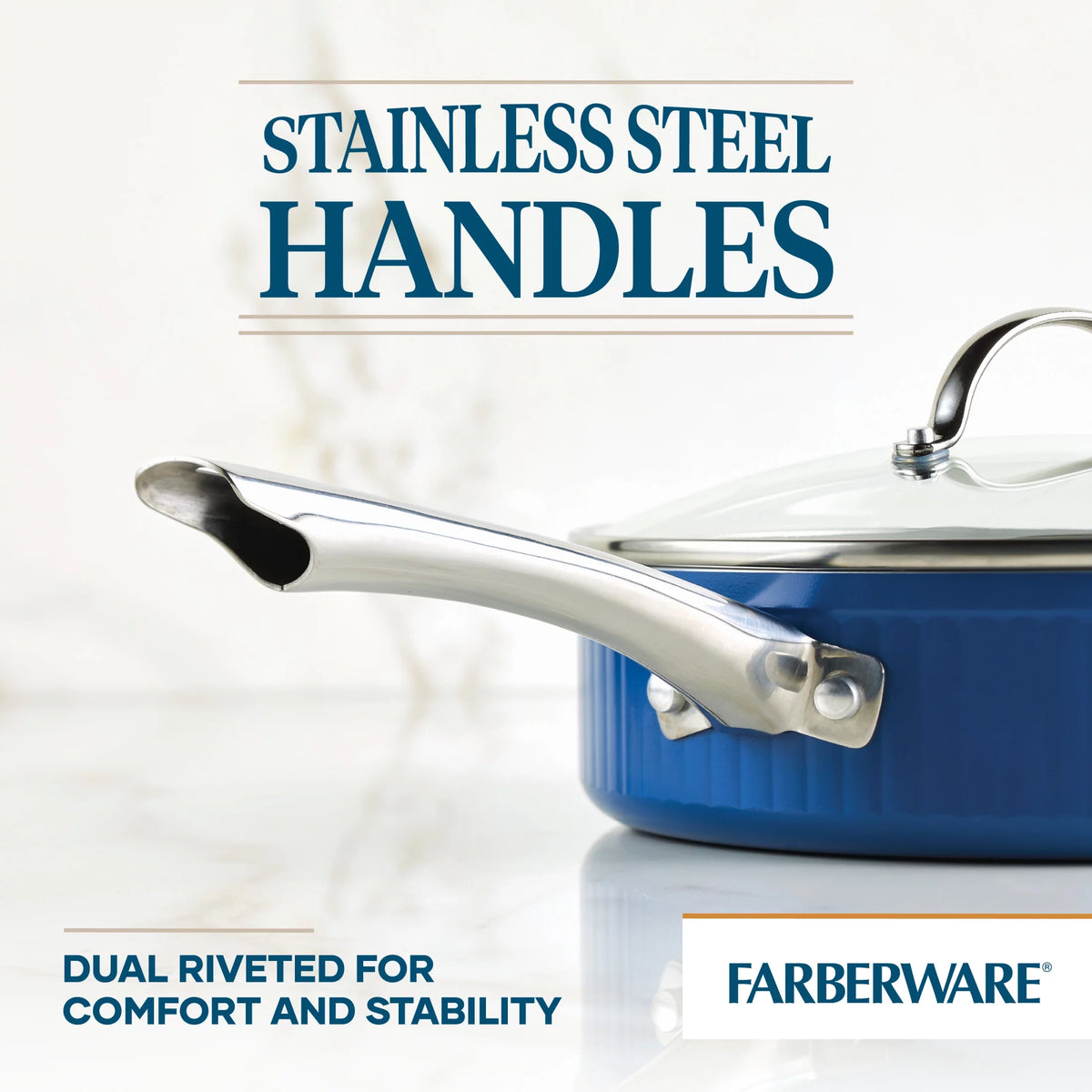 Blue 3 Qt Nonstick Cookware Saute Pan with Lid Q2521