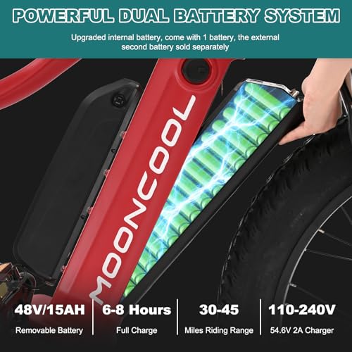 26" x 4" Fat Tire Electric Mountain Bike with 48V 15Ah Removable Battery, 7 Speed Dual Motor Aluminum Ebike Z1437