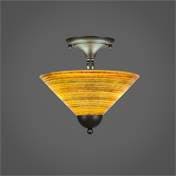 Two Light Semi-Flush Mount Bronze Finish with Saturn Glass G62745