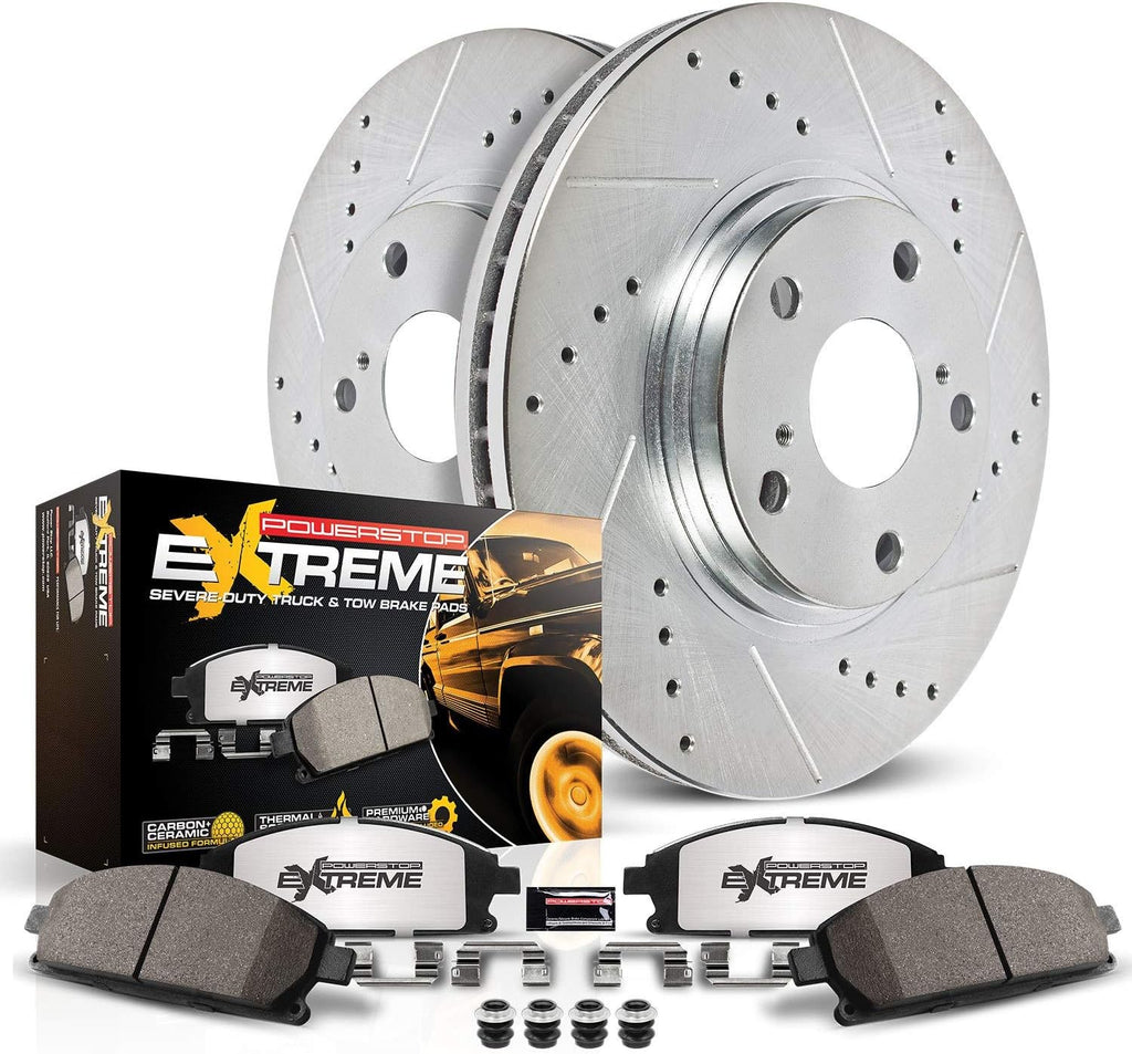 Front Caliper Kit Drilled Slotted Brake Rotors Ceramic Brake Pads Calipers U309