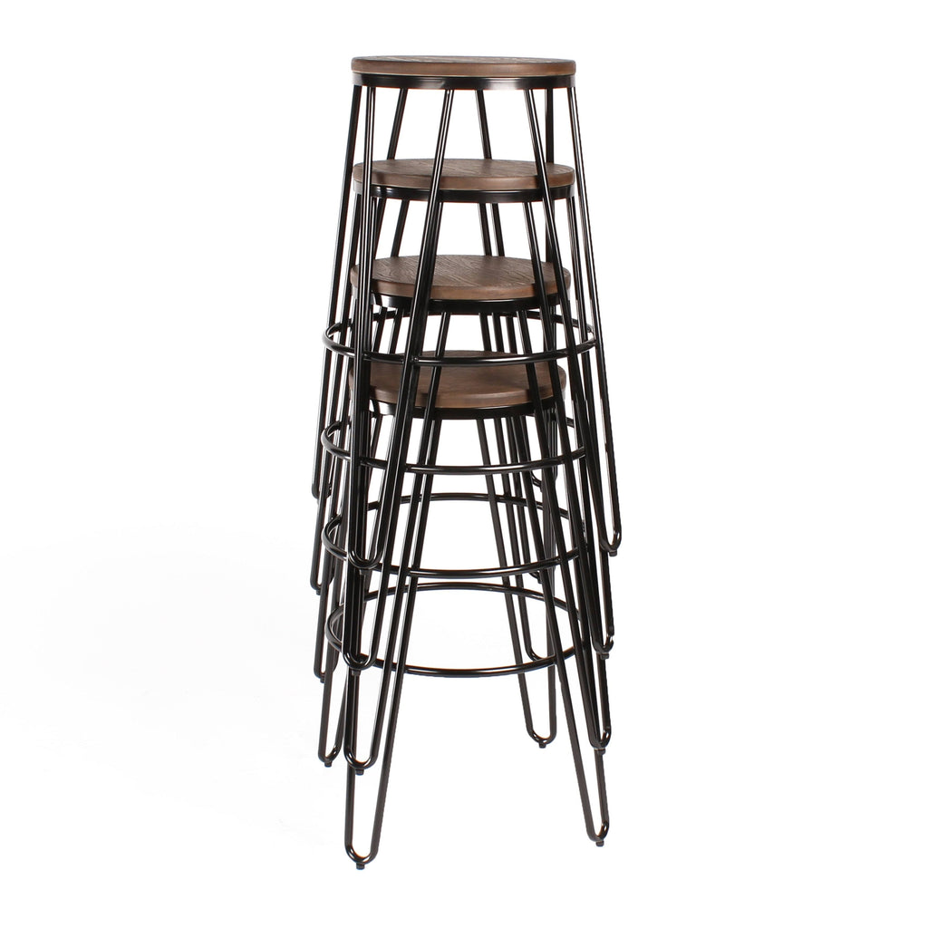 White Wood and Metal Bar Stools Set of 4 W760744