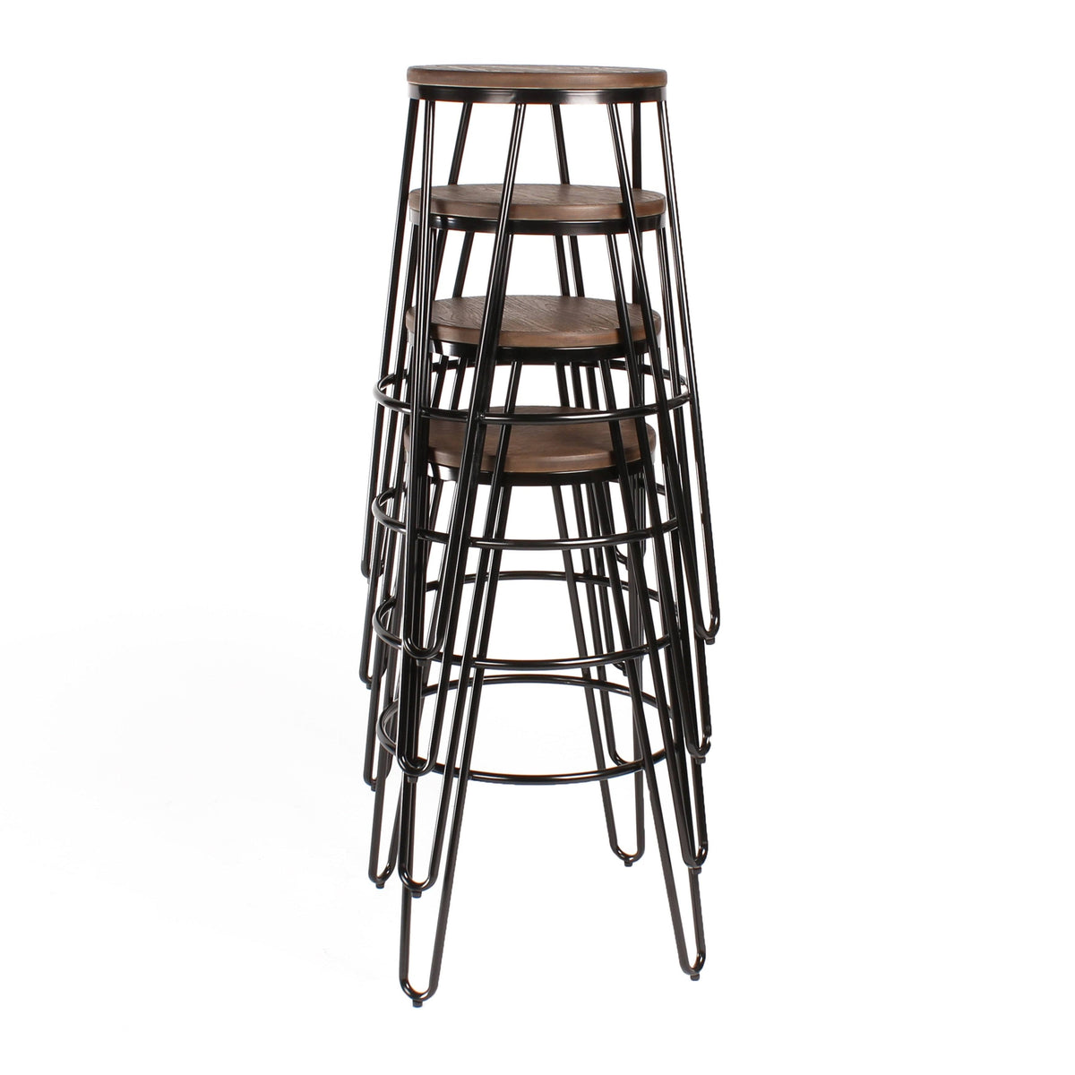 White Wood and Metal Bar Stools Set of 4 W760744