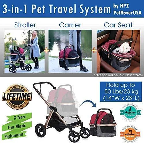Pet Stroller with Detachable Carrier Z258352