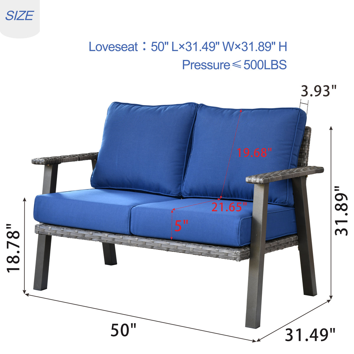 Wicker Loveseat Sofas with Cushions C60984