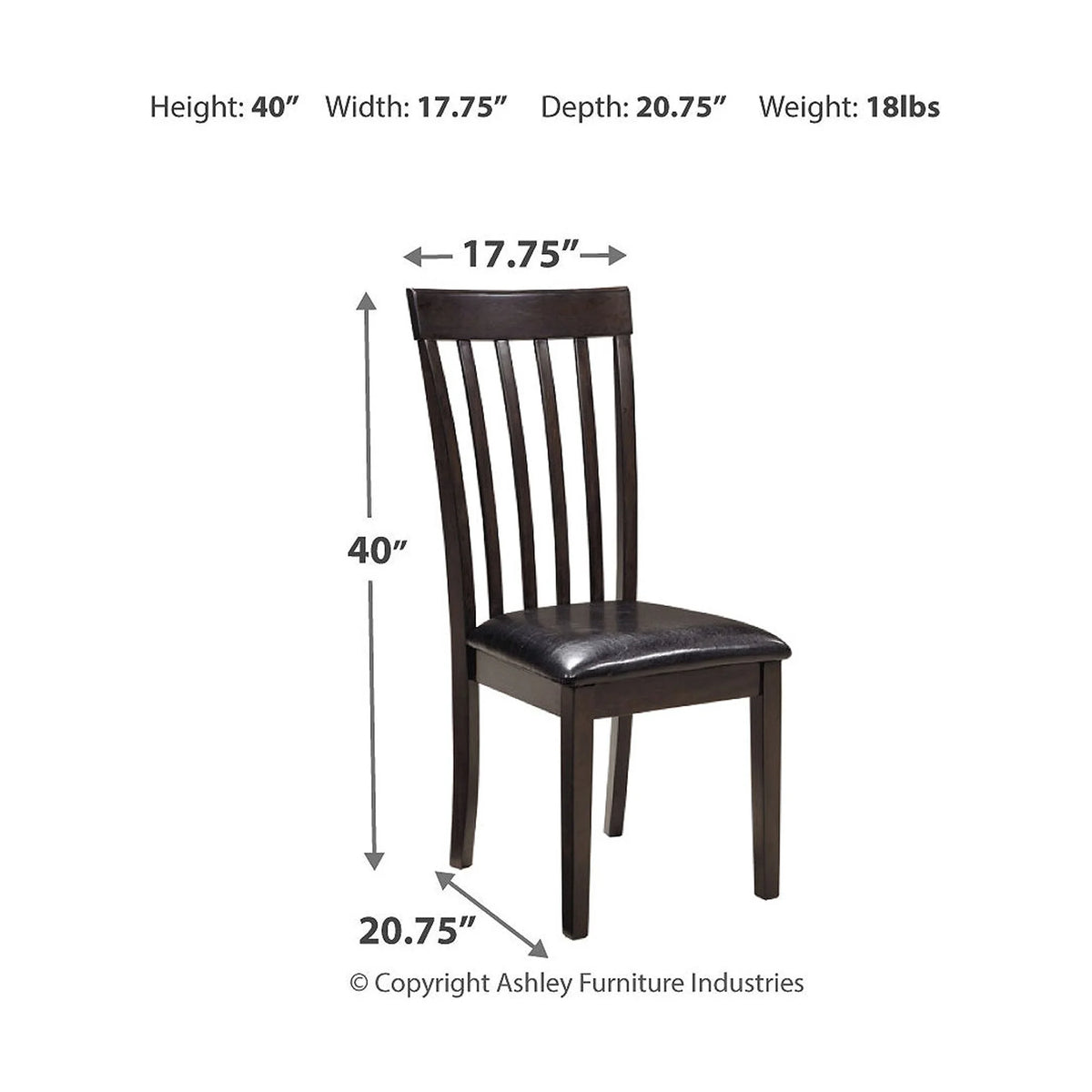 Dark Brown Dining Room Chair, Set of 2 V894248