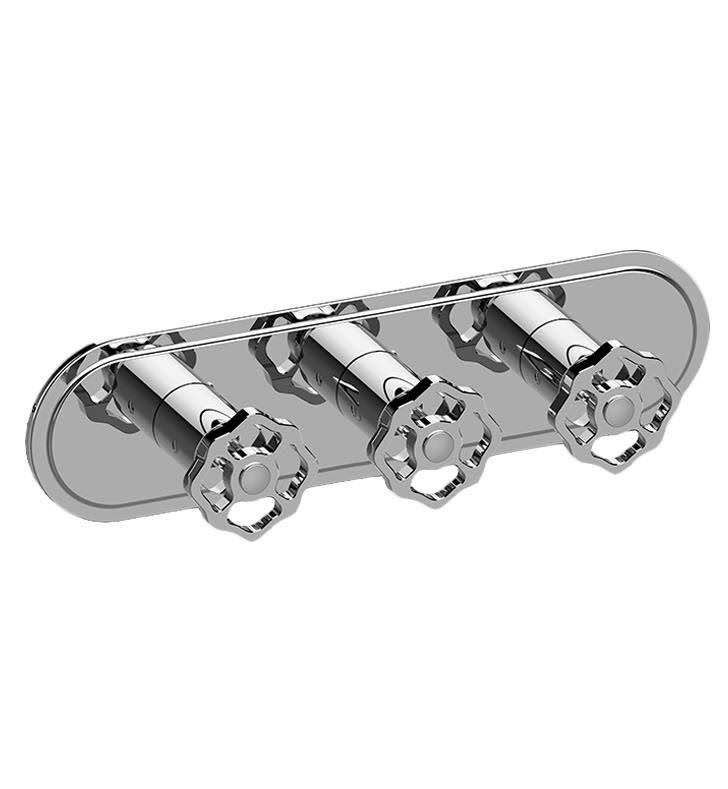 Polished Chrome Three Hole Horizontal Trim Plate with Cross Handles E71020