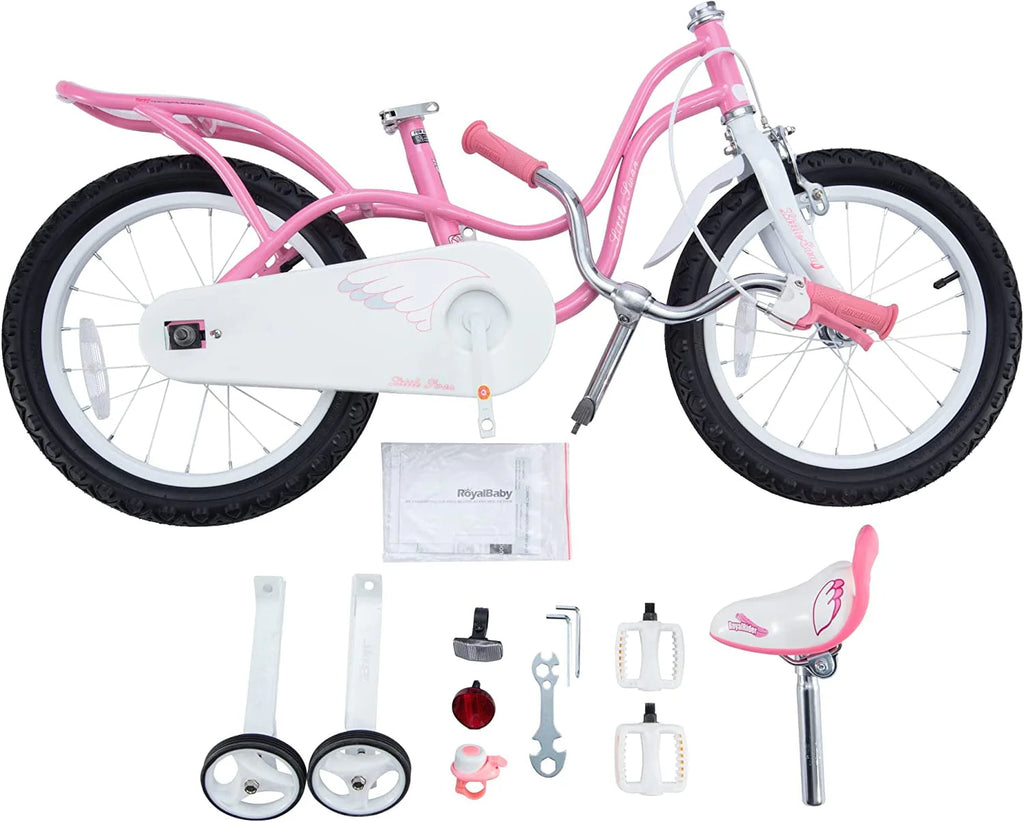 12 In. Beginner Bicycles with Training Wheels, Pink and White C70912