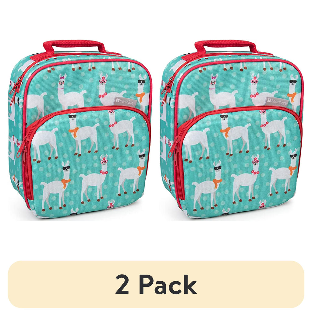 (2 pack) Insulated Lunch Box Tote with Snack Pocket and Water Bottle Holder D719