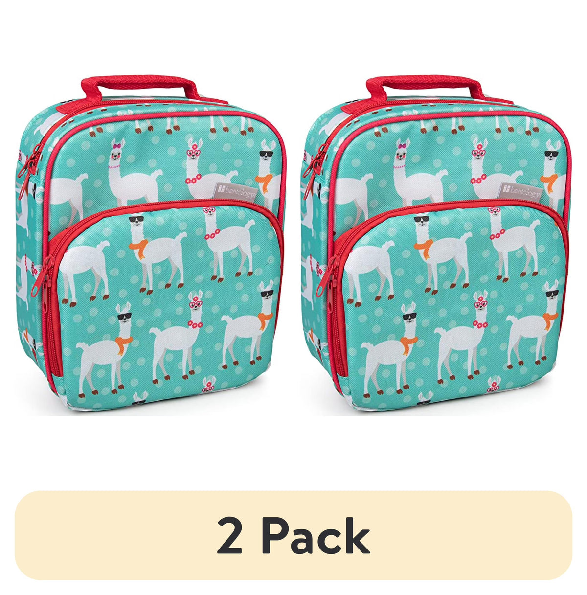 (2 pack) Insulated Lunch Box Tote with Snack Pocket and Water Bottle Holder D719
