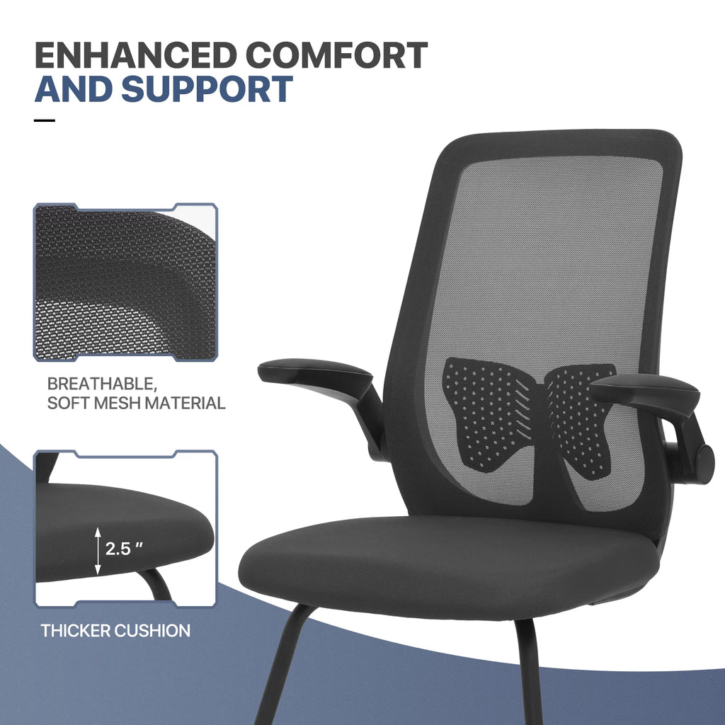 Black Set of 2 Mesh Office Chair with Lumbar Support I132554