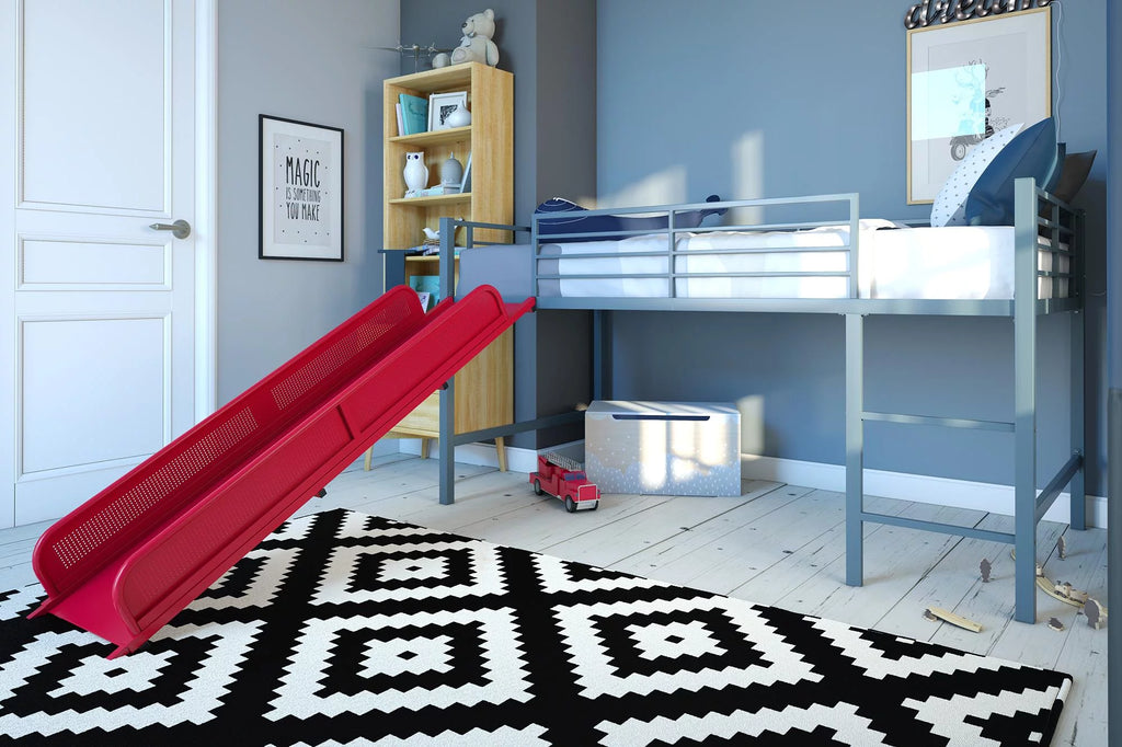 Twin Metal Loft Bed with Slide I7282