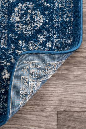 Dark Blue Vintage Persian Area Rug 5' Round F488
