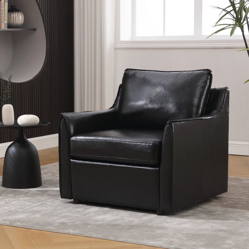 Black Faux Leather Accent Chair I618362
