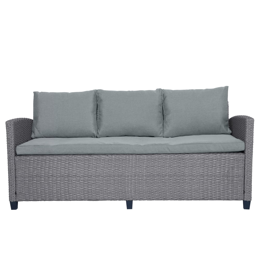 6-Piece Outdoor Rattan Wicker Sofa Chair Stools and Table Y171
