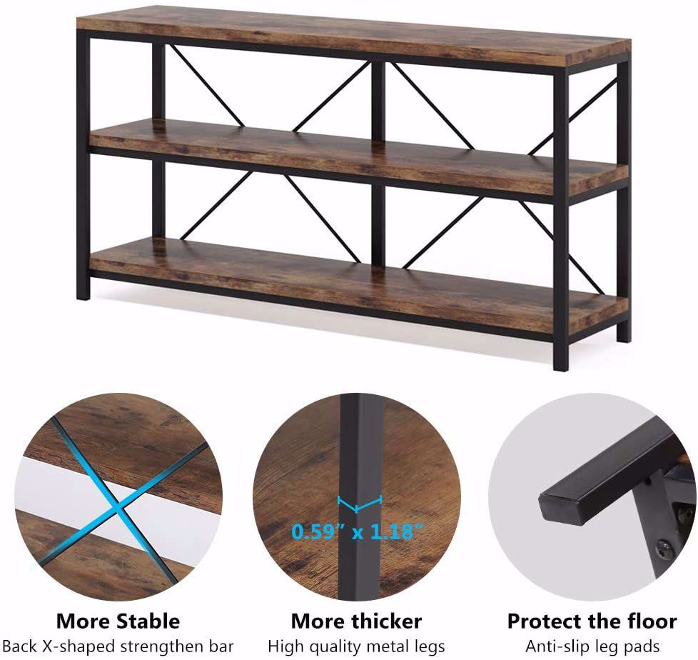 Rustic Industrial 55 Inch Sofa Table with Shelves D3891