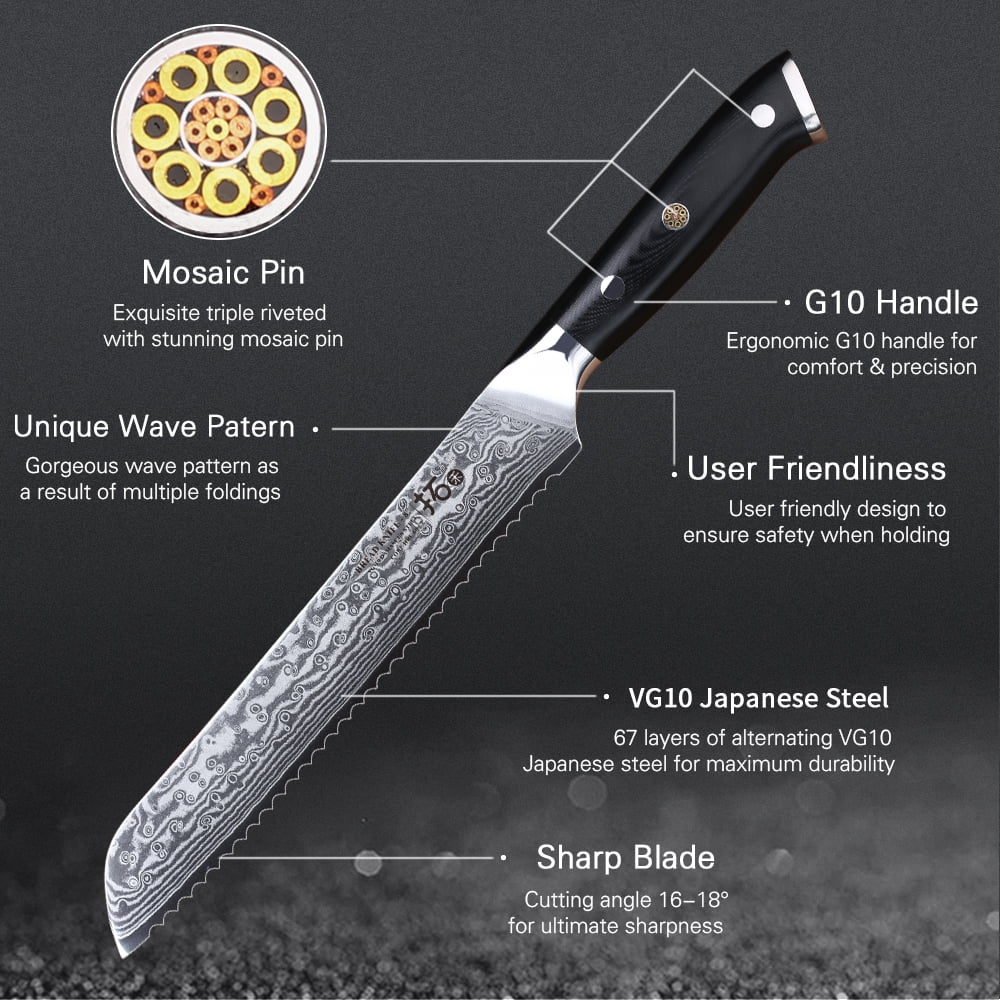 7Pcs Japanese VG10 Damascus Steel Knife Block Set S881733