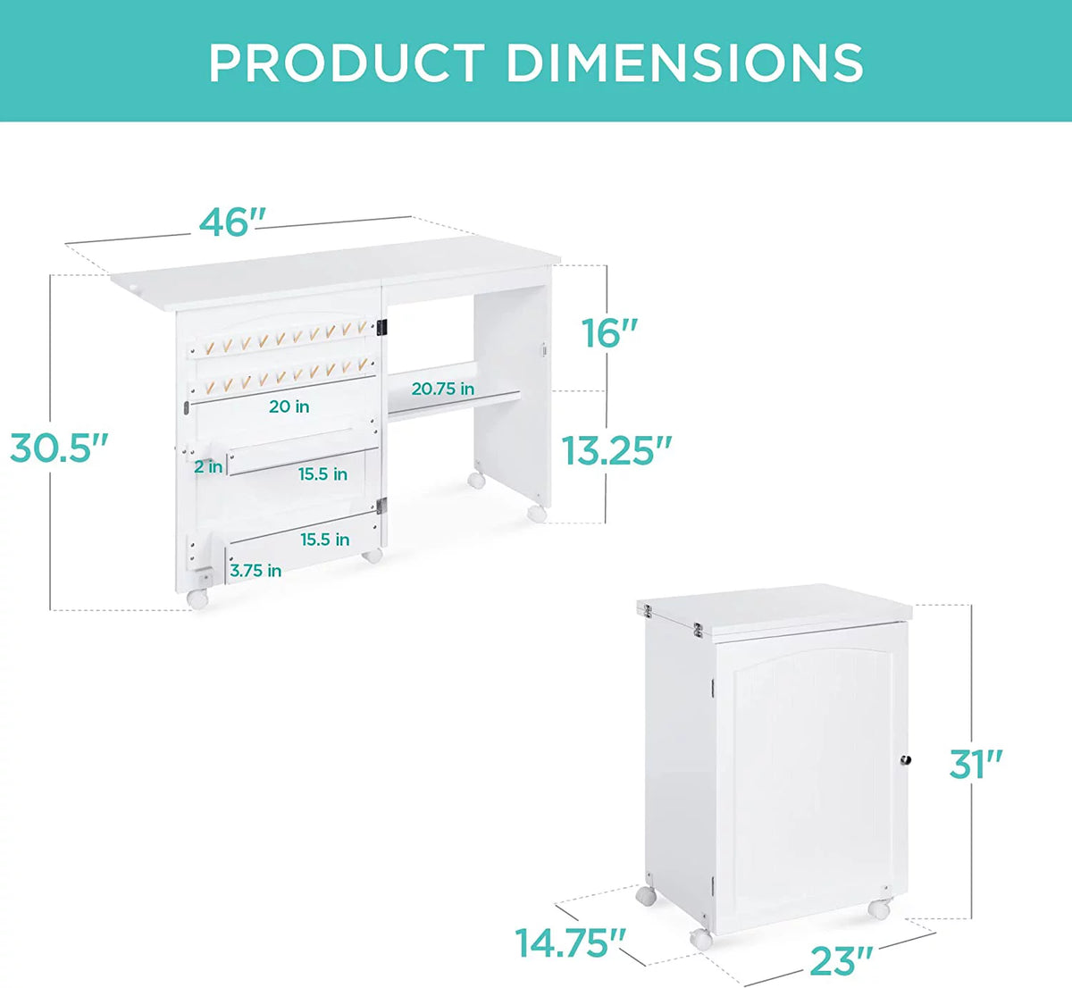 Folding Sewing Table White Z8955