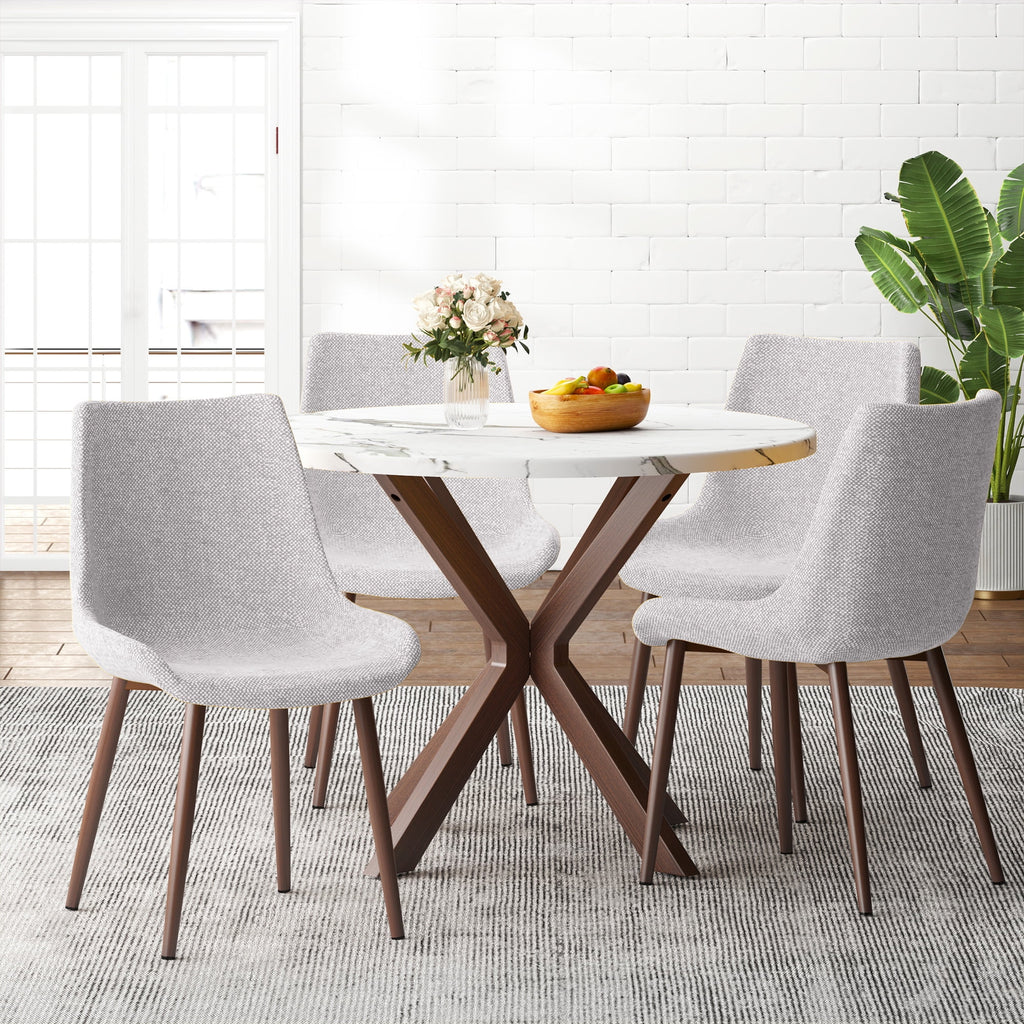 39.4" Round Wood Dining Table with Steel Legs Y4373