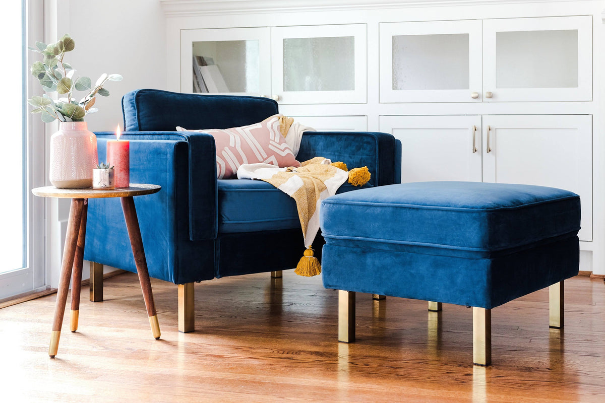 Mustard Velvet Ottoman F38570