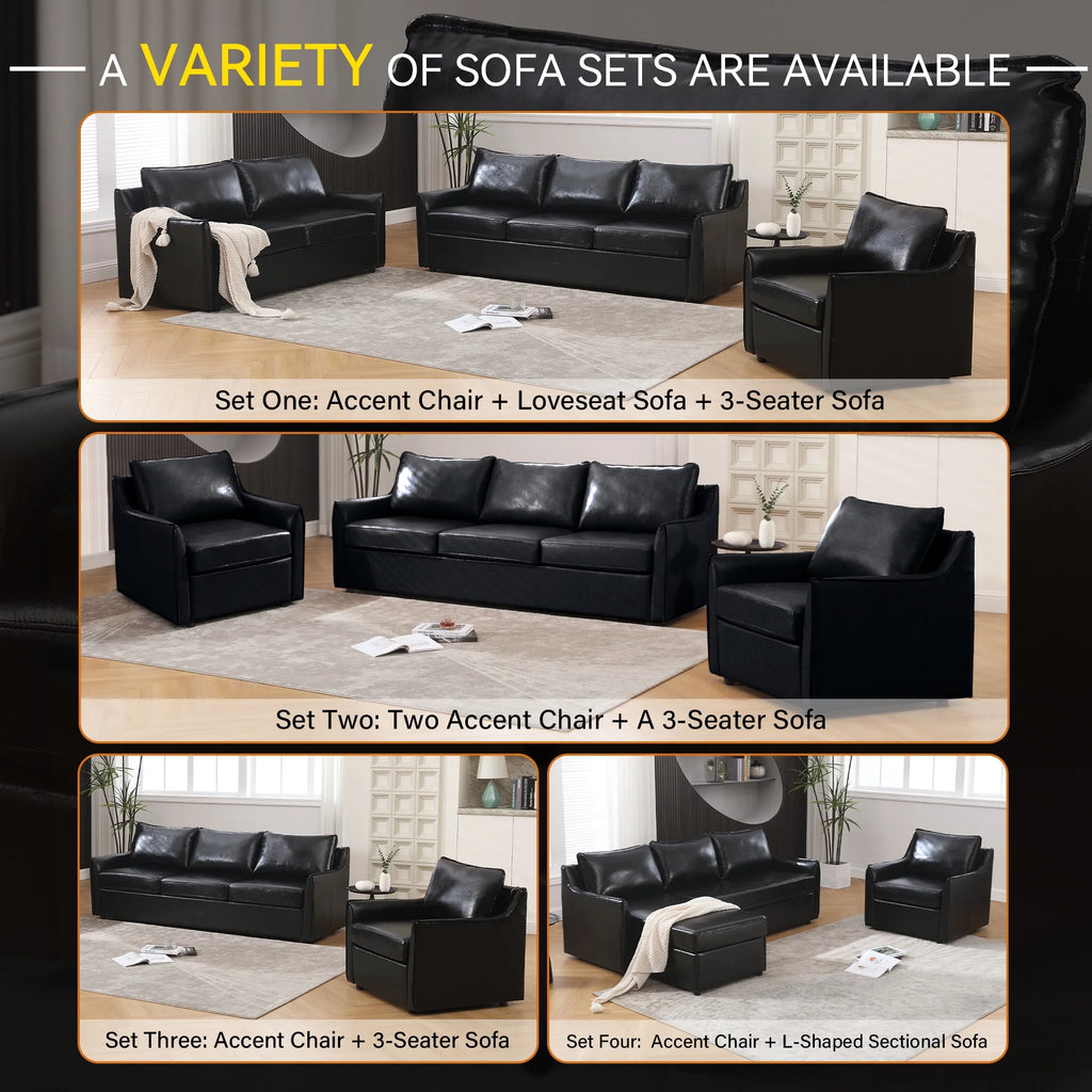 Black Faux Leather Accent Chair I618362