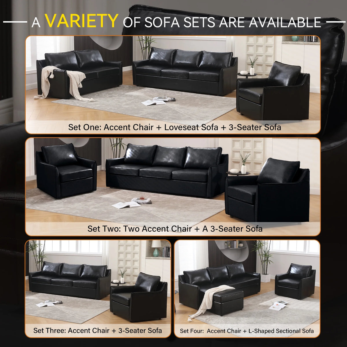 Black Faux Leather Accent Chair I618362