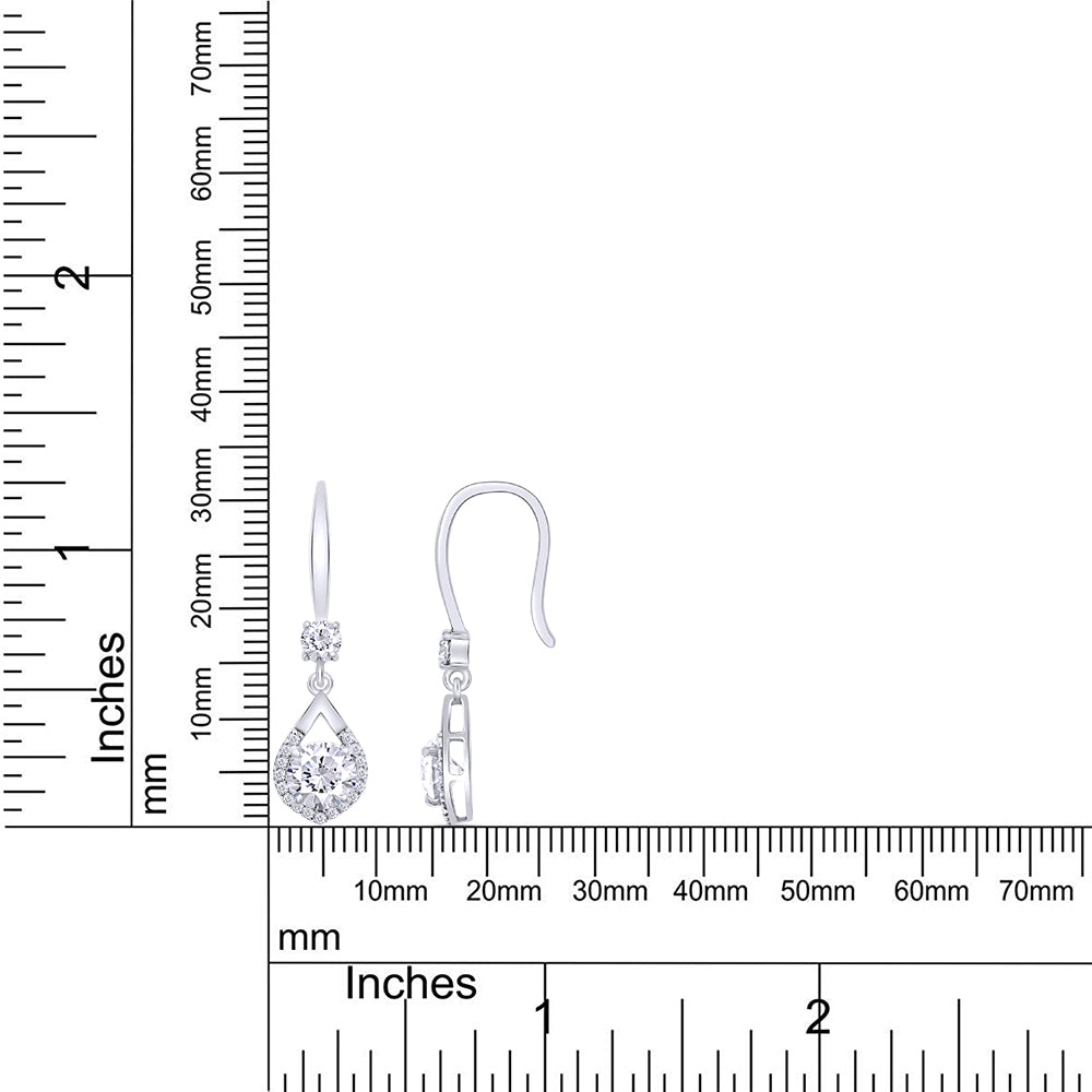 2CT Moissanite Dangle Earrings, D Color Ideal Cut Lab Created Diamond 18K White Gold Plated 925 Sterling Silver Mermaid Tear Drop Earrings D2431