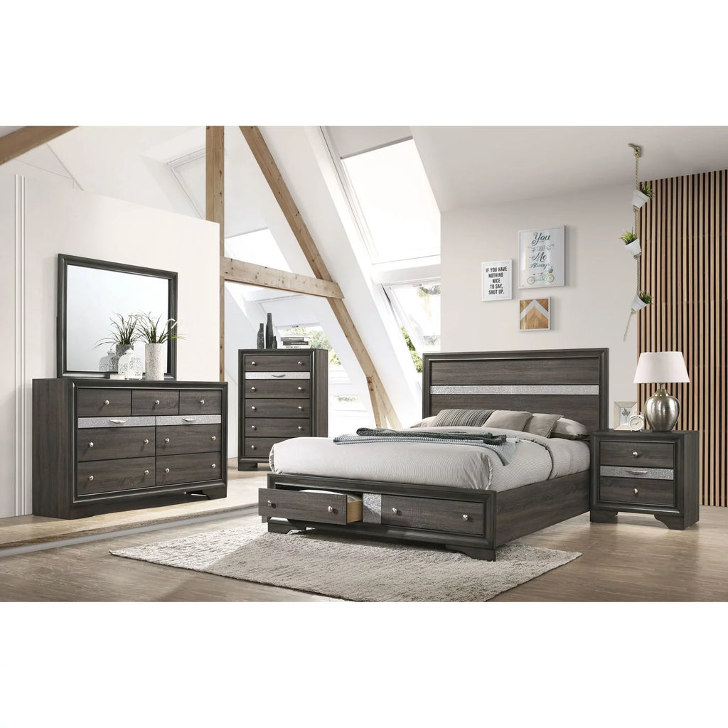 White Eastern King Bed with Storage O9888
