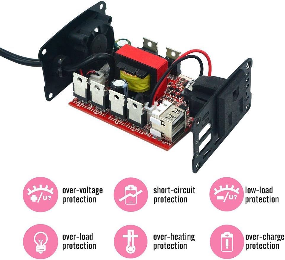 150W Car Power Inverter 12V DC to 110V AC Converter with 3.1A Dual USB, Pack of 2 W87901