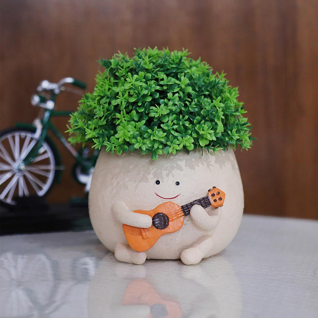 Smiley Guitar Head Succulent Pots with Drainage Hole K51375