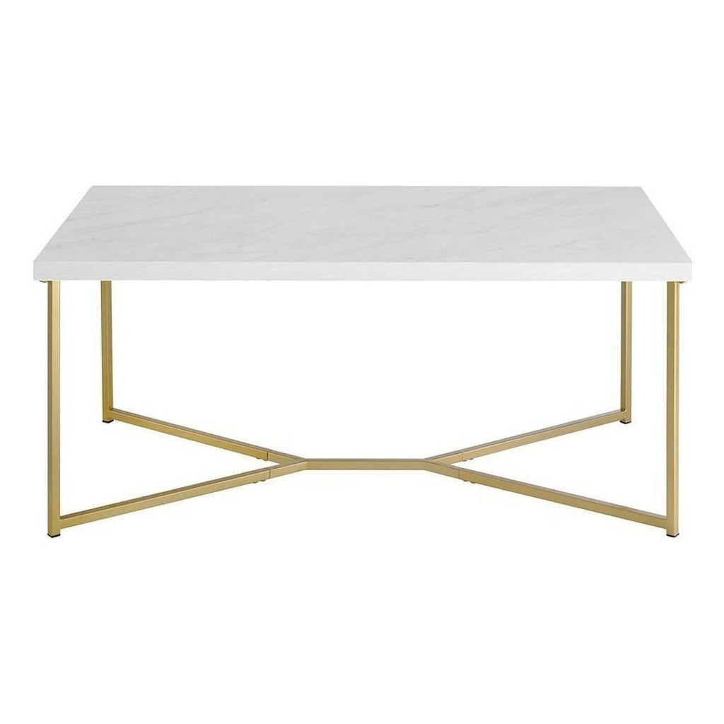 Rectangle Faux Marble and Metal Coffee Table M4141