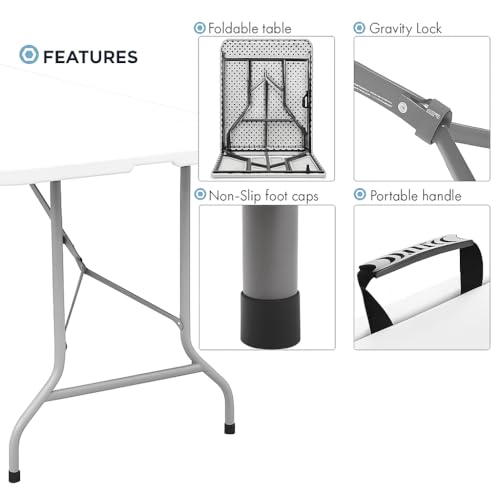 6ft Heavy Duty Folding Table with Carrying Handle A9293