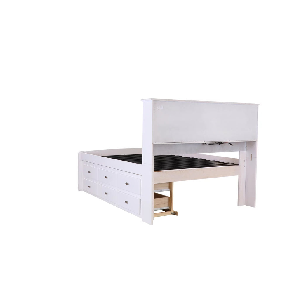 Solid Pine Bookcase Bed in Casual White Q384635