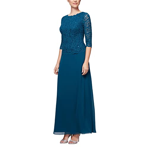 3/4 Sleeve Stretch Lace Bodice One Piece Dress E28079