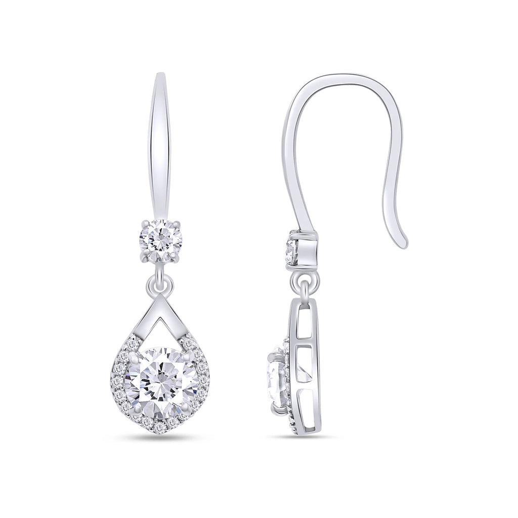 2CT Moissanite Dangle Earrings, D Color Ideal Cut Lab Created Diamond 18K White Gold Plated 925 Sterling Silver Mermaid Tear Drop Earrings D2431