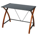 Black Glass and Wood Computer Desk L632987
