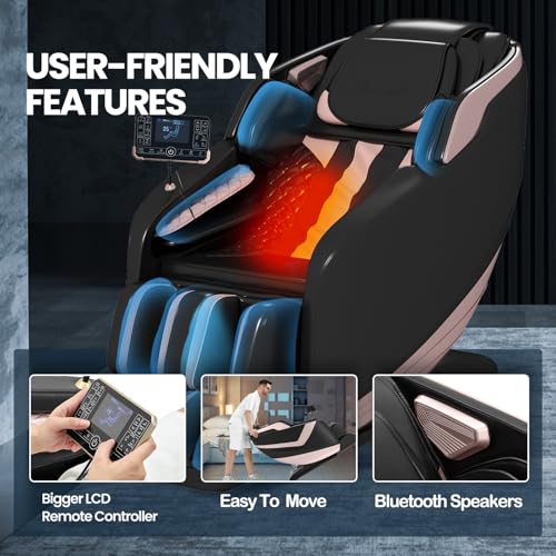 Black Full Body Zero Gravity Massage Chair with Heat and Foot Rollers V397897