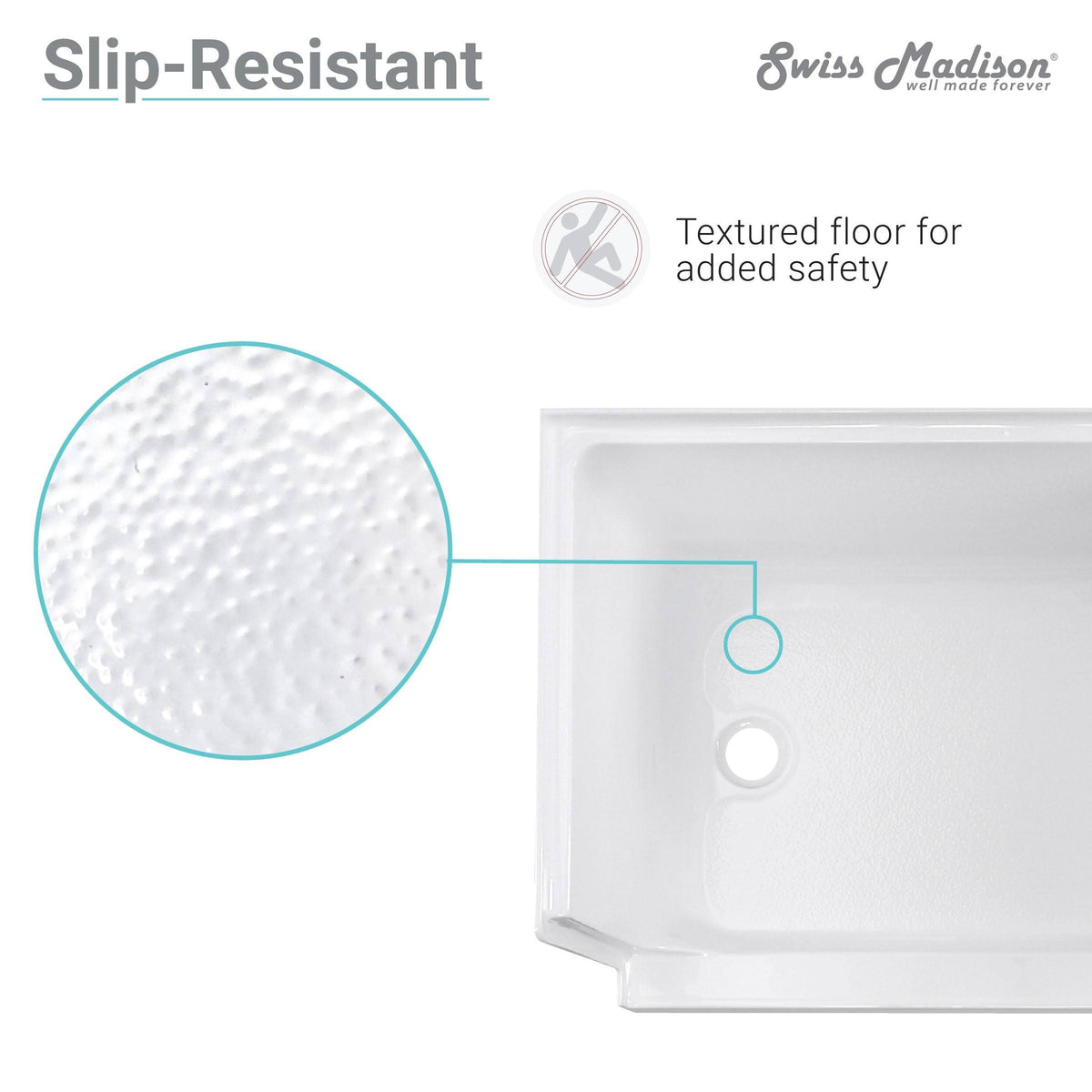 Gray Single Threshold Shower Base with Left Hand Drain and Integral Right Hand Seat S75805