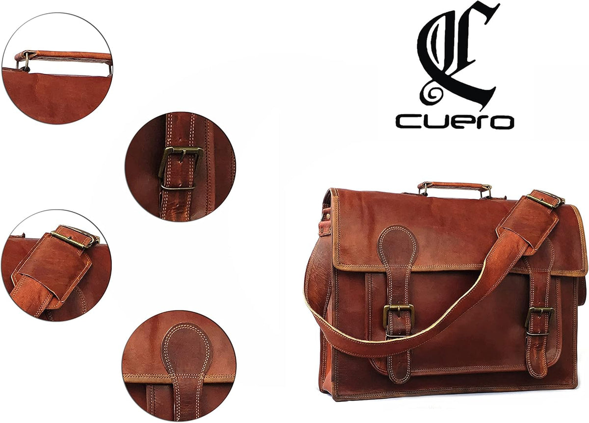 18 Inch Leather Messenger Bag Laptop Briefcase Satchel D500527