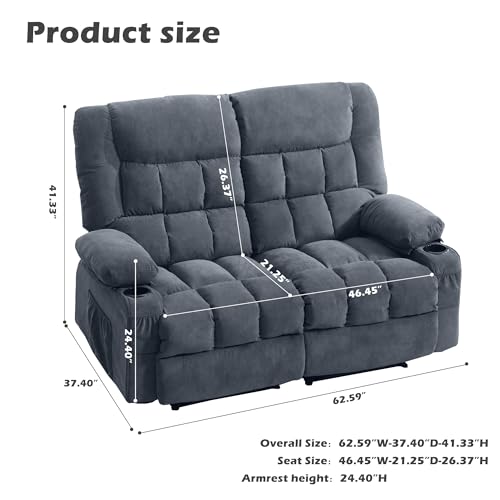 2 Seat Manual Reclining Loveseat with Cup Holders W5125