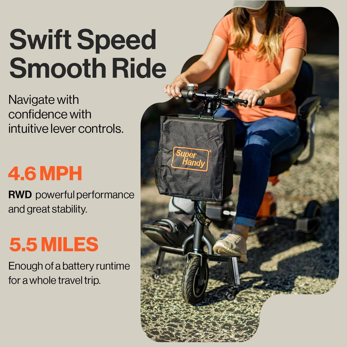 Foldable 3 Wheel Mobility Scooter with 500 Lbs Capacity Standing Assistance Q335983