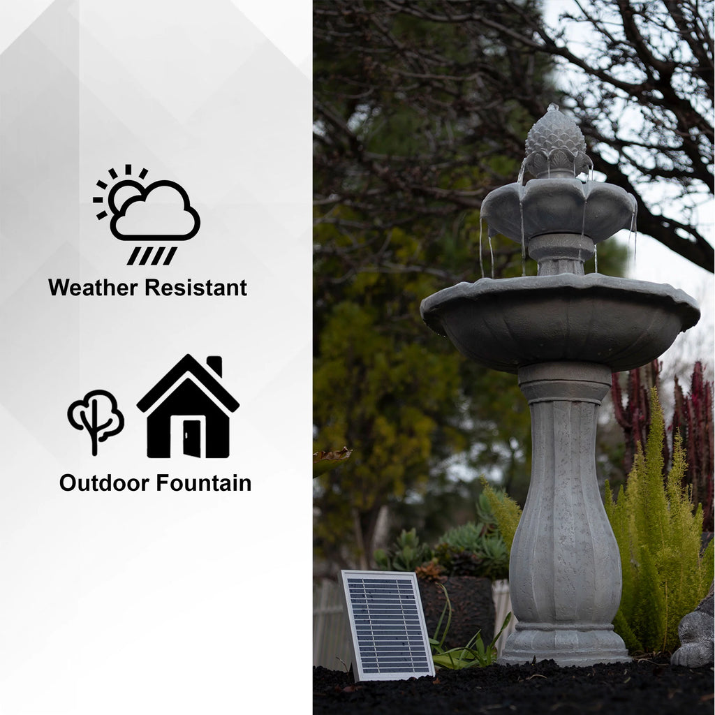 White 2-Tier Solar Water Fountain G661