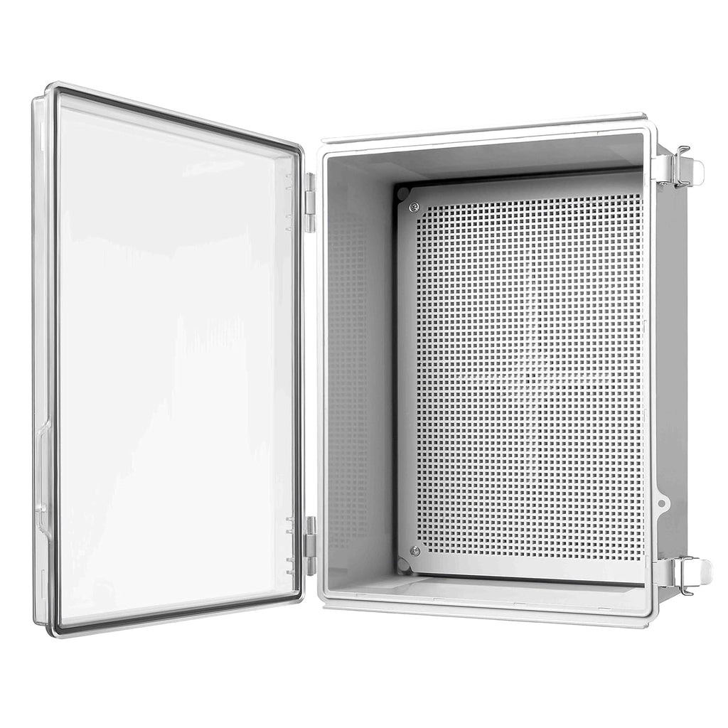 Junction Box, Hinged Cover Stainless Steel Latch IP67 Waterproof Plastic Enclosure 400×300×180mm S598375
