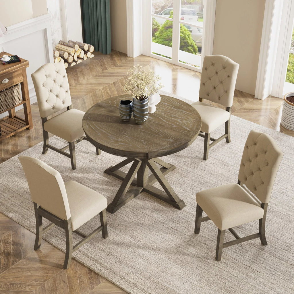 5 Piece Dining Table Set with 4 Upholstered Chairs B1073