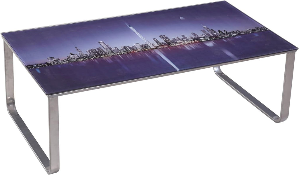Coffee Table with Steel Frame and Tempered Glass Top C321