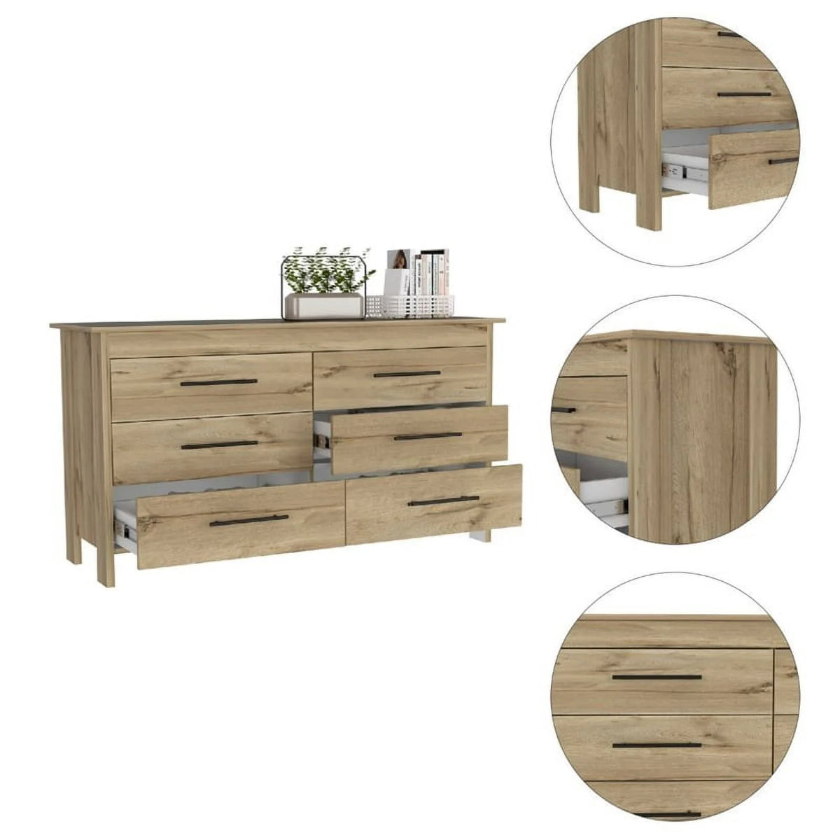 6 Drawer Engineered Wood Double Dresser W620058